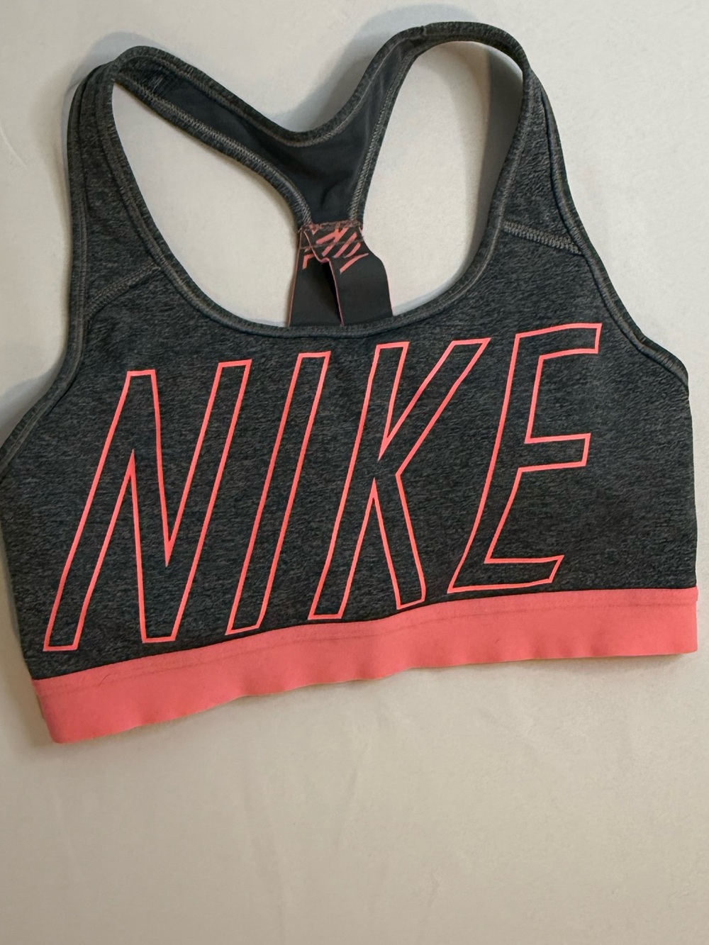 Nike Dri-FIT Gray Pink Racerback Sports Bra Medium Support Size S